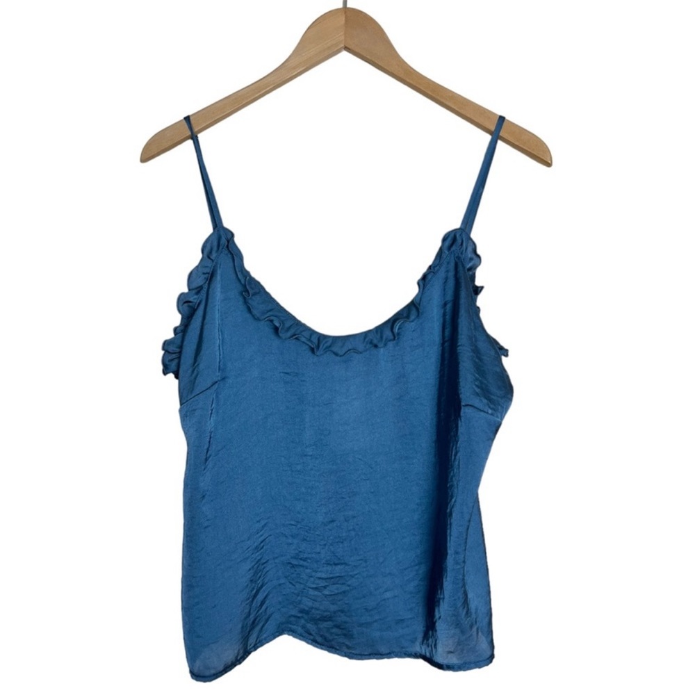 NWT Free People Intimately Free Blue Ruffle Trim Cami Top Size Medium
